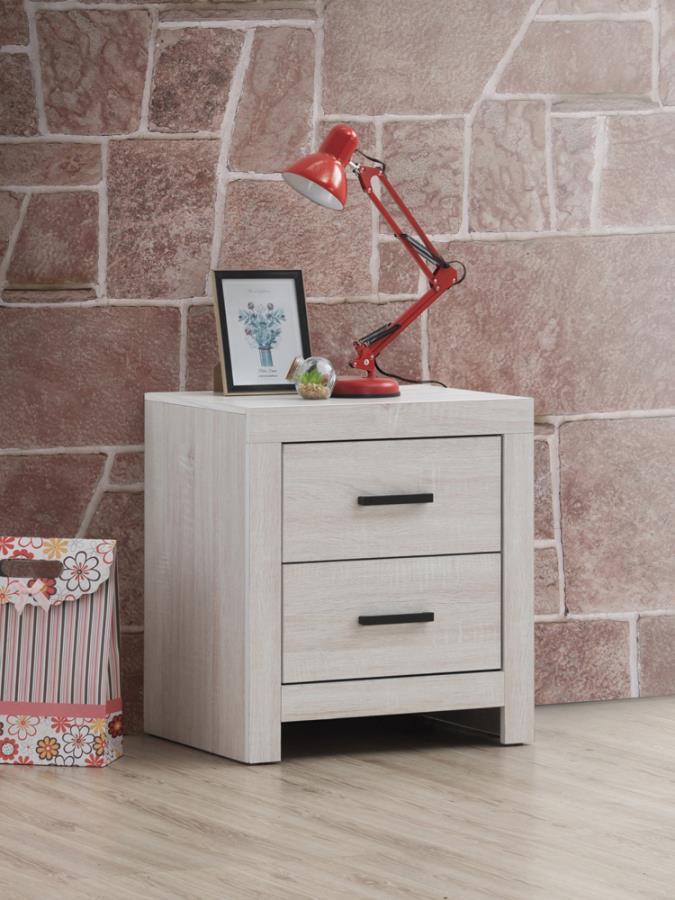 Transitional 2-Drawer Nightstand in Coastal White - HER Home Design Boutique
